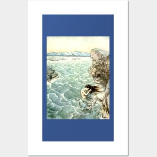 Bathing in a Sea Cove - Arthur Rackham Posters and Art